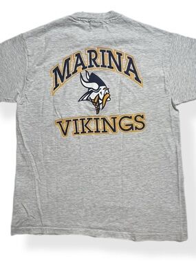 Vintage 90s Hanes Beefy T Shirt Single Stitch Marina High School USA Men's LARGE